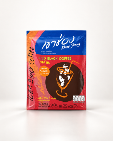 Khao Shong Iced Black Instant Coffee | Strong & Refreshing Taste | 10 Sachets/Pack (400 Grams)
