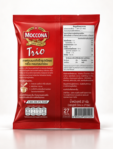 Moccona Trio Rich & Smooth 3 in 1 Instant Coffee | 27 Sachets/Pack (426 Grams)